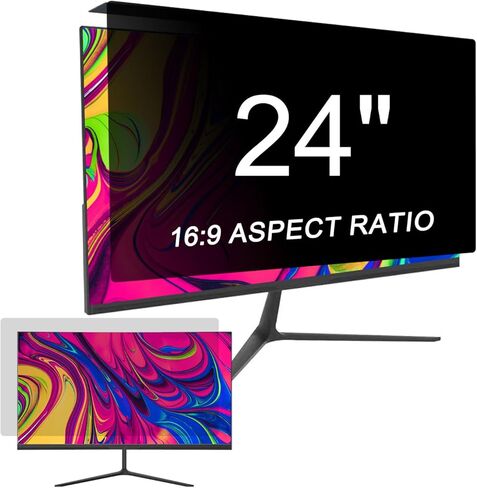 24 inch (16:9 Aspect Ratio), Acrylic Desk Privacy Panel, 19-34 inch Hanging Removable Privacy Screen Cover, Anti Blue Light Glare Shield for Cubicle Privacy Screen for Open Office in Kuwait