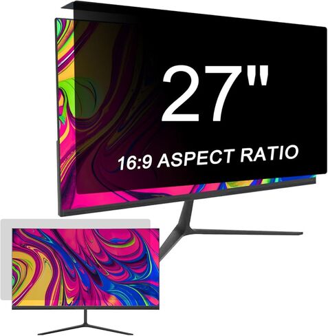 24 inch (16:9 Aspect Ratio), Acrylic Desk Privacy Panel, 19-34 inch Hanging Removable Privacy Screen Cover, Anti Blue Light Glare Shield for Cubicle Privacy Screen for Open Office in Saudi Arabia