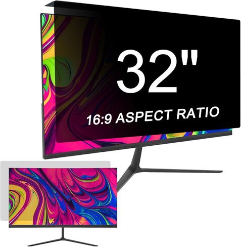 24 inch (16:9 Aspect Ratio), Acrylic Desk Privacy Panel, 19-34 inch Hanging Removable Privacy Screen Cover, Anti Blue Light Glare Shield for Cubicle Privacy Screen for Open Office in Kuwait