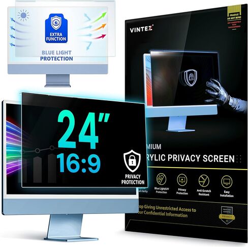 فلتر شاشة خصوصية الكمبيوتر من VINTEZ أكريليك مقاس 24 بوصة متوافق مع iMac مقاس 24 بوصة (2021، 2022، 2023، 2024، M1، M3، M4) - 21.5 بوصة × 12.6 بوصة (547 × 320 مم) - نوع تعليق إطار الشاشة in Saudi Arabia