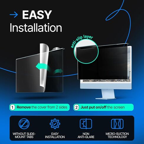 فلتر شاشة خصوصية الكمبيوتر من VINTEZ أكريليك مقاس 24 بوصة متوافق مع iMac مقاس 24 بوصة (2021، 2022، 2023، 2024، M1، M3، M4) - 21.5 بوصة × 12.6 بوصة (547 × 320 مم) - نوع تعليق إطار الشاشة in Saudi Arabia
