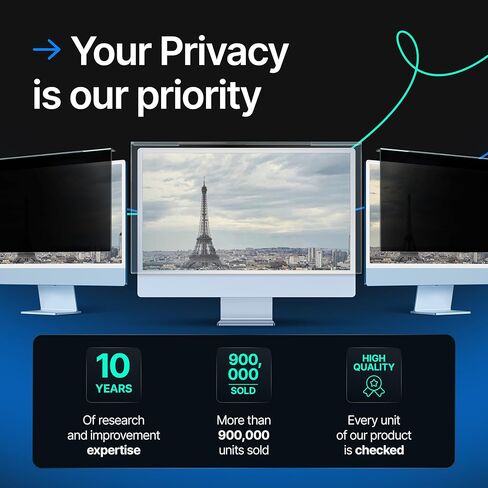 فلتر شاشة خصوصية الكمبيوتر من VINTEZ أكريليك مقاس 24 بوصة متوافق مع iMac مقاس 24 بوصة (2021، 2022، 2023، 2024، M1، M3، M4) - 21.5 بوصة × 12.6 بوصة (547 × 320 مم) - نوع تعليق إطار الشاشة in Saudi Arabia