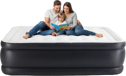 Simple Deluxe Queen Camping Air Mattress with Built-in Electric High-Speed Pump,Portable Foldable Waterproof Inflatable Camping Airbed with Carrying Bag for Travel & Home Guests in Kuwait