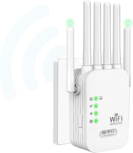 WiFi Extenders Signal Booster for Home - 300Mbps 2.4GHz WiFi Booster and Signal Amplifier with 6 Antennas, 9,800 Sq.ft Coverage, Easy Setup, Ethernet Port, WPA2 Security - White in Saudi Arabia