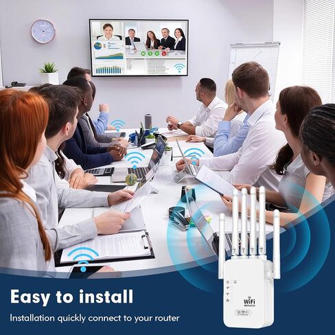 WiFi Extenders Signal Booster for Home - 300Mbps 2.4GHz WiFi Booster and Signal Amplifier with 6 Antennas, 9,800 Sq.ft Coverage, Easy Setup, Ethernet Port, WPA2 Security - White in Saudi Arabia