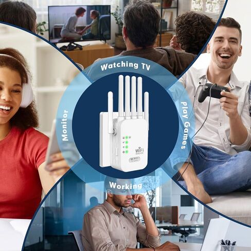 WiFi Extenders Signal Booster for Home - 300Mbps 2.4GHz WiFi Booster and Signal Amplifier with 6 Antennas, 9,800 Sq.ft Coverage, Easy Setup, Ethernet Port, WPA2 Security - White in Saudi Arabia