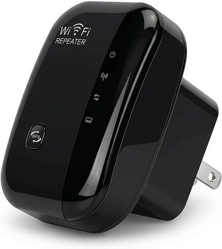 قطعة واحدة من موسع WiFi، معزز إشارة موسعات WiFi حتى 1200 قدم مربع و30 جهازًا، معزز مكرر الإنترنت اللاسلكي مع منافذ إيثرنت، إعداد WPS - أمريكي، أسود in Saudi Arabia
