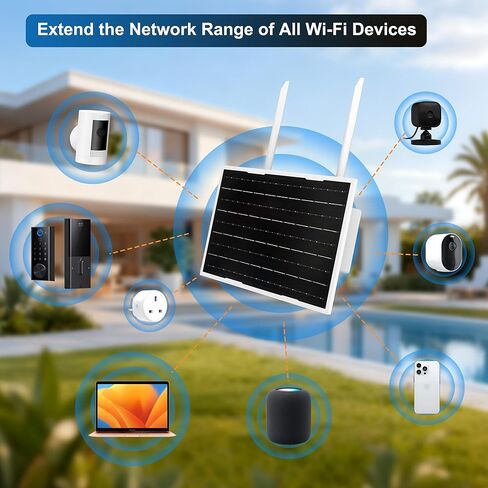 موسع شبكة Wi-Fi بالطاقة الشمسية من Solfie في الهواء الطلق، يعمل بالبطارية والطاقة الشمسية، مكرر إشارة لاسلكية، 2.4 جيجا هرتز WiFi، 300 ميجا بايت/ثانية، نطاق 200 بوصة، بدون أسلاك، موسع WiFi سهل الإعداد للفناء/المزرعة/RV Park in Kuwait