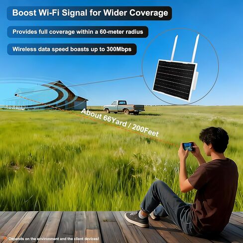 موسع شبكة Wi-Fi بالطاقة الشمسية من Solfie في الهواء الطلق، يعمل بالبطارية والطاقة الشمسية، مكرر إشارة لاسلكية، 2.4 جيجا هرتز WiFi، 300 ميجا بايت/ثانية، نطاق 200 بوصة، بدون أسلاك، موسع WiFi سهل الإعداد للفناء/المزرعة/RV Park in Kuwait