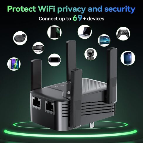 أفضل معزز إشارة موسع WiFi لعام 2026، يغطي موسع الإنترنت ما يصل إلى 13389 قدمًا مربعًا للمنزل، توافق واسع، مكرر WiFi طويل المدى مع منفذ إيثرنت in Kuwait