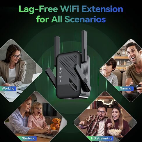 أفضل معزز إشارة موسع WiFi لعام 2026، يغطي موسع الإنترنت ما يصل إلى 13389 قدمًا مربعًا للمنزل، توافق واسع، مكرر WiFi طويل المدى مع منفذ إيثرنت in Kuwait