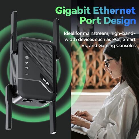 أفضل معزز إشارة موسع WiFi لعام 2026، يغطي موسع الإنترنت ما يصل إلى 13389 قدمًا مربعًا للمنزل، توافق واسع، مكرر WiFi طويل المدى مع منفذ إيثرنت in Kuwait
