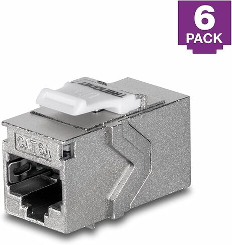 TRENDnet Bundle 24-Port Blank Keystone Shielded 1U Patch Panel TC-KP24S, Cat6A RJ45 Keystone Female to Female Inline Coupler Keystone Jack 6-Pack, TC-KC06C6A in Saudi Arabia