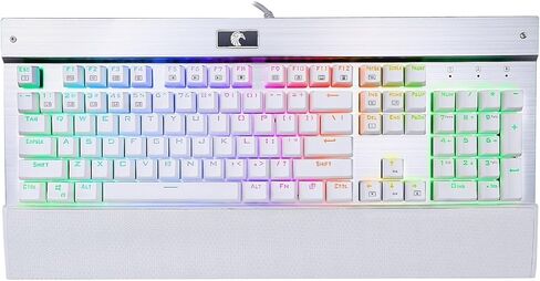 HUO JI E-Yooso Z-77 RGB Mechanical Gaming Keyboard, Programmable RGB Backlit, Blue Switches,Wrist Rest, 104 Keys Anti Ghosting, White in Saudi Arabia