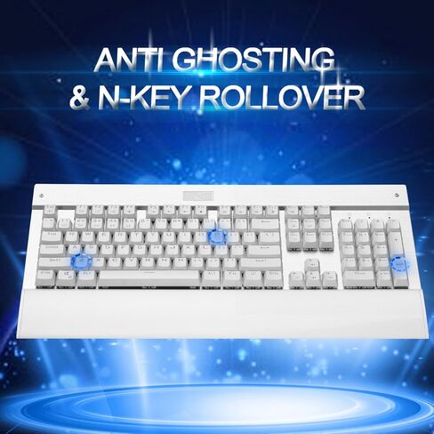 HUO JI E-Yooso Z-77 RGB Mechanical Gaming Keyboard, Programmable RGB Backlit, Blue Switches,Wrist Rest, 104 Keys Anti Ghosting, White in Saudi Arabia