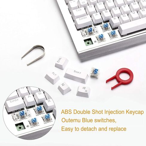 HUO JI E-Yooso Z-77 RGB Mechanical Gaming Keyboard, Programmable RGB Backlit, Blue Switches,Wrist Rest, 104 Keys Anti Ghosting, White in Saudi Arabia