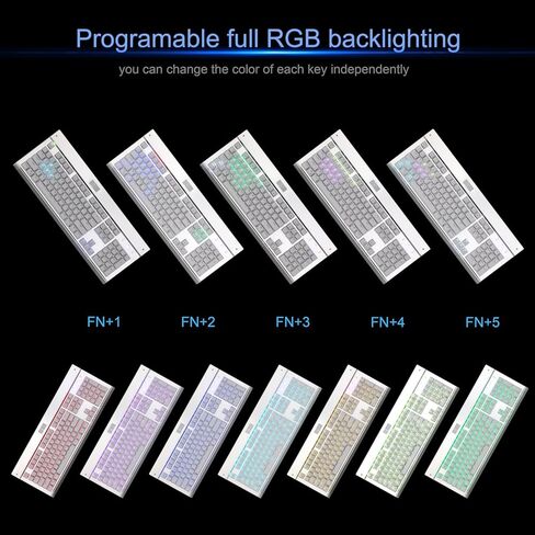 HUO JI E-Yooso Z-77 RGB Mechanical Gaming Keyboard, Programmable RGB Backlit, Blue Switches,Wrist Rest, 104 Keys Anti Ghosting, White in Saudi Arabia