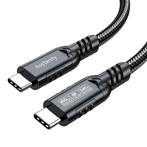 كابل USB 4 بطول 6.6 أقدام، USB-C إلى USB-C 240 وات شحن سريع 40 جيجابت في الثانية لنقل البيانات 8K/4K@60 هرتز كابل إخراج فيديو لـ Thunderbolt 3/4 لجهاز MacBook iPhone15/16 Samsung Galaxy USB C Phone Tablet Laptop in Kuwait