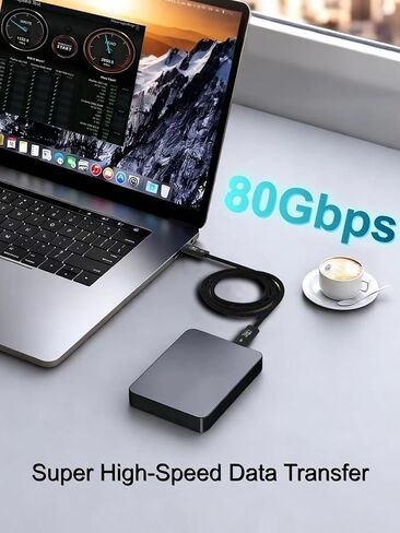 AIRSKY 80Gbps Compatible with Thunderbolt 5 Cable, Bandwidth up to 120Gbps,16K/Dual 8K Display and 240W Charging, 3.3ft USB C to USB C Cable Compatible with Thunderbolt 4/5 in Saudi Arabia