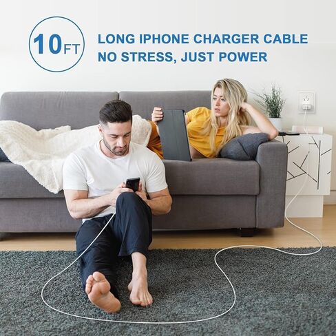 [معتمد من Apple MFi] شاحن iPhone سريع بطول 10 أقدام، شاحن طويل للغاية شحن سريع 2 حزمة 20 وات USB C شاحن كتلة التوصيل 10 أقدام سلك كابل لايتنينج لهاتف Apple iPhone 14/Pro/Pro Max/Plus/13/12/11/XS/XR/X/SE in Saudi Arabia