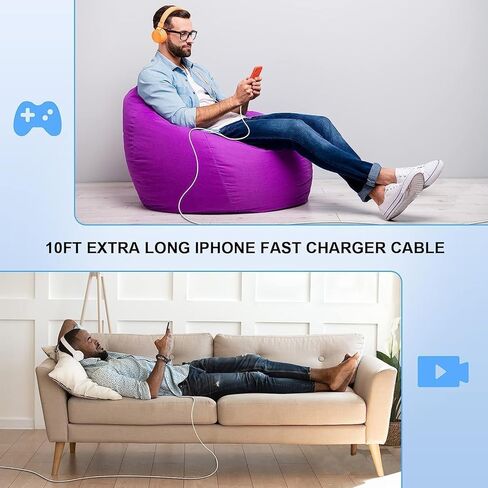 [معتمد من Apple MFi] شاحن iPhone سريع بطول 10 أقدام، شاحن طويل للغاية شحن سريع 2 حزمة 20 وات USB C شاحن كتلة التوصيل 10 أقدام سلك كابل لايتنينج لهاتف Apple iPhone 14/Pro/Pro Max/Plus/13/12/11/XS/XR/X/SE in Saudi Arabia