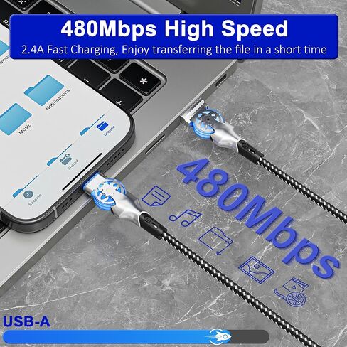 90 Degree Lightning Cable with 180°Rotating Connector, 6.6FT Swivel Right Angle iPhone Charger Cord, MFi 180° Rotating Lightning Cable for iPhone 14/13/12/11/8/7/XS/XR/X, Nylon Braided & Fast Charging in Saudi Arabia