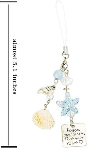 3 pcs Y2K Ocean Cute Phone Charm Keychain Accessories Aesthetic,Bead Pearl Conch Shell Jellyfish Starfish Car Ring Purse Bag Decor for Women in Saudi Arabia
