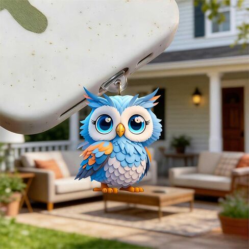 Blue Owl with Big Eyes Dust Plug Acrylic Charms for electronic products,Type-C Charging Port Dust Plugs Pendant Compatible with E-Reader Phone Tablet, Gift for Christmas, Birthday, Anniversary Day in Saudi Arabia