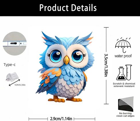 Blue Owl with Big Eyes Dust Plug Acrylic Charms for electronic products,Type-C Charging Port Dust Plugs Pendant Compatible with E-Reader Phone Tablet, Gift for Christmas, Birthday, Anniversary Day in Saudi Arabia