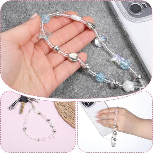 3Pcs Beaded Camera Wrist Strap, Cute Cellphone Lanyard Digital Camera Bracelet Wrist Lanyard, Bead Phone Bracelet Strap Keychain Camera Chain for Phone Bag Wallet Accessories in Saudi Arabia