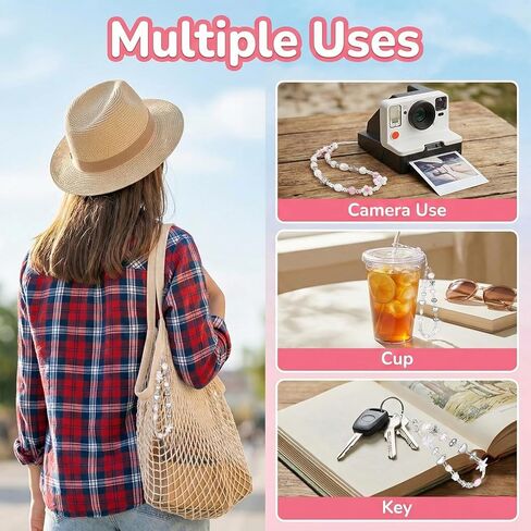 3Pcs Beaded Camera Wrist Strap, Cute Cellphone Lanyard Digital Camera Bracelet Wrist Lanyard, Bead Phone Bracelet Strap Keychain Camera Chain for Phone Bag Wallet Accessories in Saudi Arabia
