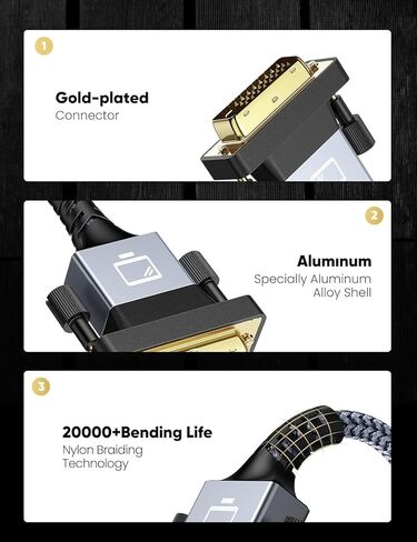 Excellent 6FT Gold-Plated Nylon Braided HDMI to VGA Cable 1080P Full HD - Black in Saudi Arabia