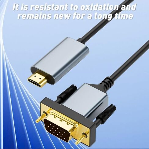 Enduring Gold-Plated HDMI to VGA Cable 1080P Full HD - Black in Saudi Arabia