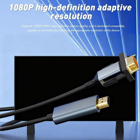 Enduring Gold-Plated HDMI to VGA Cable 1080P Full HD - Black in Saudi Arabia