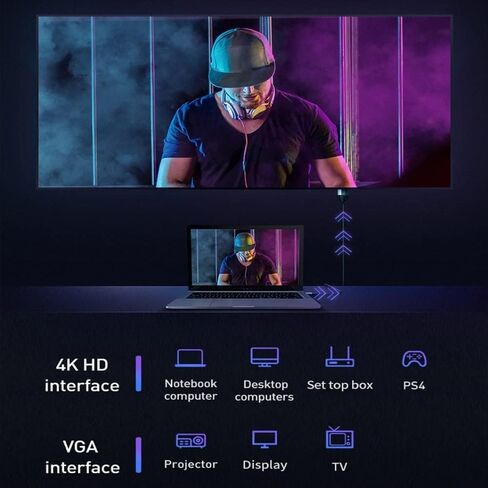 كابل HDMI إلى VGA سريع بطول 1 متر مطلي بالذهب بدقة 1080 بكسل عالي الدقة - أسود in Saudi Arabia