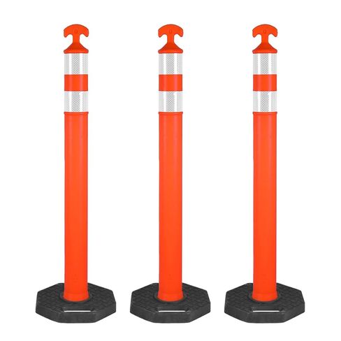 42" Traffic Delineator Posts, Tall Safety Traffic Cones with Reflective Collars and Weighted Base for Construction, Road Work, Parking Lot Control (6 Packs) in Saudi Arabia