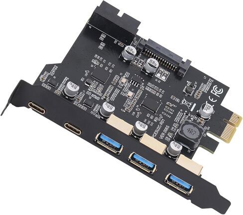 بطاقة تمديد PCIE إلى USB 3.2 الجيل الأول، بطاقة توسيع PCI Express ذات 5 منافذ بسرعة 5 جيجابت في الثانية، 3 منافذ USB من النوع A&2 من النوع C، محول وحدة تحكم محور USB 3.0 متوافق مع نظام التشغيل Windows 7/8/10/11/XP، مع Linux in Saudi Arabia