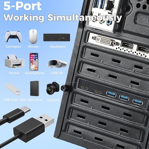 بطاقة تمديد PCIE إلى USB 3.2 الجيل الأول، بطاقة توسيع PCI Express ذات 5 منافذ بسرعة 5 جيجابت في الثانية، 3 منافذ USB من النوع A&2 من النوع C، محول وحدة تحكم محور USB 3.0 متوافق مع نظام التشغيل Windows 7/8/10/11/XP، مع Linux in Saudi Arabia