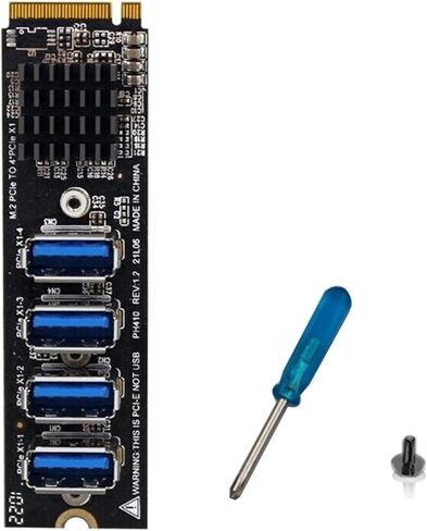 TECKEEN 4 Devices Connect PCI Express Expansion Card, USB 3.0 4 Port Front Expansion Card M.2 to PCIE Extender Riser Adapter in Saudi Arabia