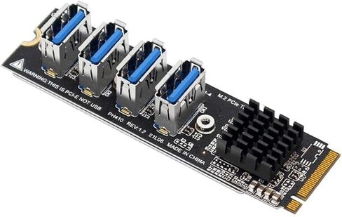 TECKEEN 4 Devices Connect PCI Express Expansion Card, USB 3.0 4 Port Front Expansion Card M.2 to PCIE Extender Riser Adapter in Saudi Arabia