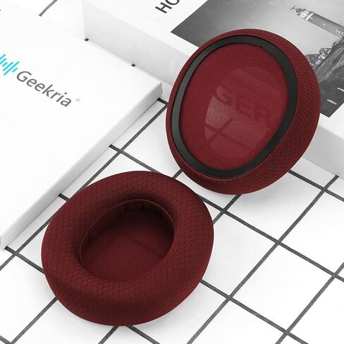 Geekria Comfort Mesh Fabric Replacement Ear Pads for SteelSeries Arctis Nova Pro Wired/ Nova1/ 1P/ 1X/ Nova3/ 3P/ 3X/ Nova4/ 4P/ Nova5/ 5P/ 5X/ Nova7/ 7P/ 7X Headphones Ear Cushions (Red) in Saudi Arabia