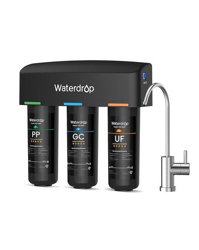 Waterdrop TSU 0.01μm Ultra-Filtration Under Sink Water Filter System, 3-Stage High Capacity, USA Tech, Smart Panel, No Waste Water, 2 Years Lifetime in Saudi Arabia