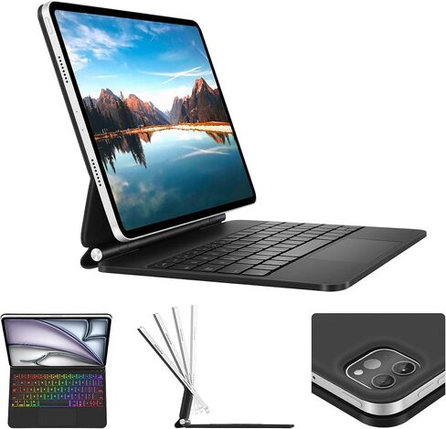 Magic Keyboard Case for iPad Pro 11" (4th/3rd/2nd/1st) Gen & iPad Air 11 inch (M4/M3/M2, 2026/2025/2024) & 10.9" Air 5th/4th Gen, Easy-Set Magnetic Stand, Trackpad Mouse, 7-Color Backlit in Saudi Arabia