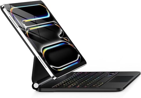 حافظة GGQFGTOJ لجهاز iPad Pro 13 بوصة مع لوحة مفاتيح (M5/M4، 2025/2024)، مغناطيسية على النمط السحري - إضاءة خلفية 7 ألوان - حامل ناتئ عائم - حافظة لوحة مفاتيح متعددة اللمس لجهاز iPad Pro 13 (أسود) in Kuwait