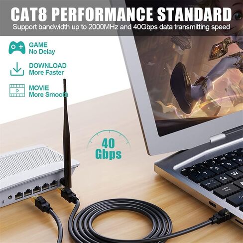 كابل إيثرنت عالي السرعة 26AWG 40 جيجابت في الثانية 2000 ميجا هرتز RJ45 شبكة LAN تصحيح سلك راوتر مودم الألعاب in Kuwait