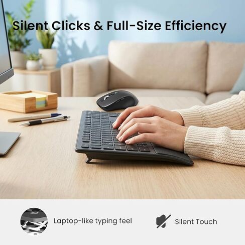 Wireless Keyboard and Mouse with Wrist Rest, Full Size Multi Device Keyboard and Mouse Combo, Bluetooth Keyboard and Mouse Combo for Laptop PC Mac, Work Keyboard and Mouse in Saudi Arabia