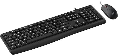 AOC Wired Keyboard and Mouse Combo, Ergonomic Corded Computer Keyboard & Mouse Combos for PC Laptop Office, Black Full-Size USB Keyboard and Mouse Set for Work with Adjustable 2000 DPI KM170 in Saudi Arabia