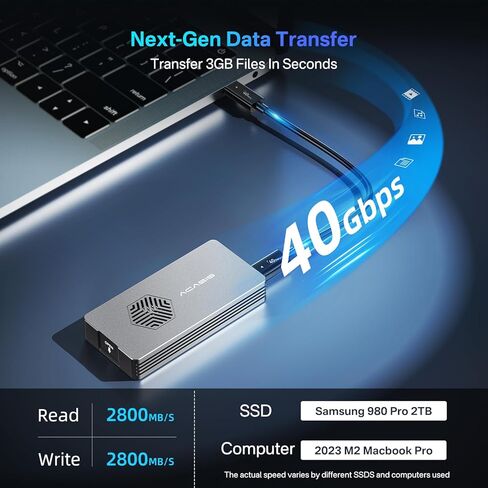 ACASIS 40Gbps M.2 NVMe SSD Enclosure with Cooling Fan,Tool Free Installation,NVMe Enclosure for M1/M2 Pro/Max, Compatible with USB4/3.2/3.1/3.0/2,Support 2280/2260/2242/2230 B+M M-Key(TBU401-used) in Saudi Arabia