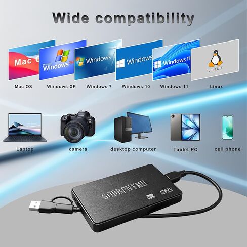 محرك الأقراص الصلبة الخارجي 120 جيجا بايت HDD USB 3.0 وحدة تخزين محمولة للكمبيوتر الشخصي والكمبيوتر المحمول وماك وإكس بوكس ​​وبلاي ستيشن 4 - نقل بيانات عالي السرعة، محرك نسخ احتياطي للصور والموسيقى والملفات in Kuwait