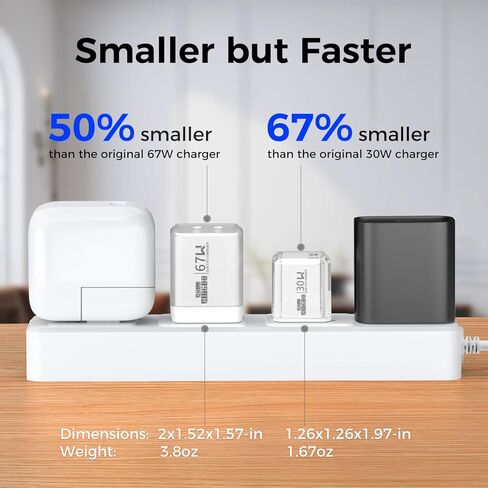 كتلة شاحن USB C، شاحن حائط GaN PD 3.0 67W 30W للشحن السريع، PD/PPS مدمج لأجهزة الكمبيوتر المحمولة MacBook Air/Pro، Dell XPS 13، HP، iPad Pro/iPhone 17/16/15 Pro Max، Galaxy S25/S24، يدعم 65W 60W 45W [عبوتان] in Kuwait